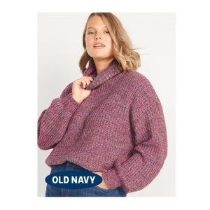 Marled Shaker-Stitch Turtleneck Sweater for Women, Purple, Medium, Old Navy